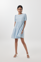 Fenella Tiered Babydoll Dress in Baby Blue