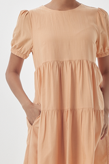 Fenella Tiered Babydoll Dress in Melon