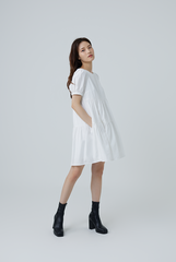 Fenella Tiered Babydoll Dress in White