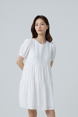 Fenella Tiered Babydoll Dress in White