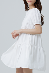 Fenella Tiered Babydoll Dress in White