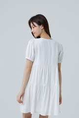 Fenella Tiered Babydoll Dress in White
