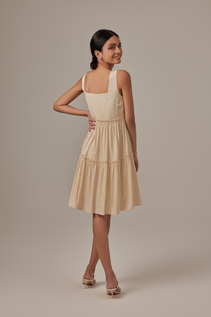 Nadine Tiered Dress in Cream