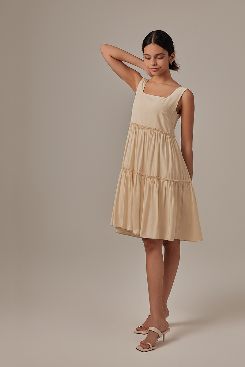 Nadine Tiered Dress in Cream