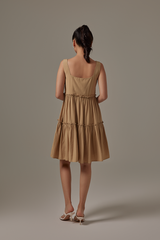 Nadine Tiered Dress in Khaki