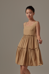 Nadine Tiered Dress in Khaki