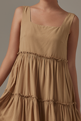Nadine Tiered Dress in Khaki