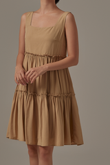 Nadine Tiered Dress in Khaki