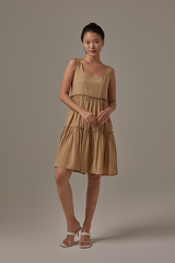 Nadine Tiered Dress in Khaki