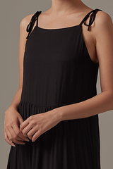Starley Ribbon Tiered Dress in Black
