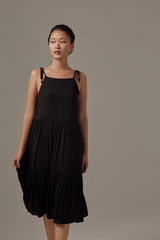 Starley Ribbon Tiered Dress in Black