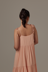 Starley Ribbon Tiered Dress in Melon