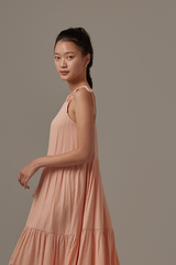 Starley Ribbon Tiered Dress in Melon