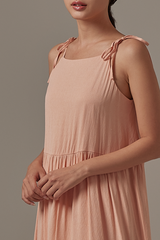 Starley Ribbon Tiered Dress in Melon