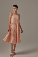 Starley Ribbon Tiered Dress in Melon