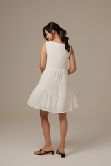 Angie V-neck Sleeveless Dress in White