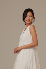Angie V-neck Sleeveless Dress in White