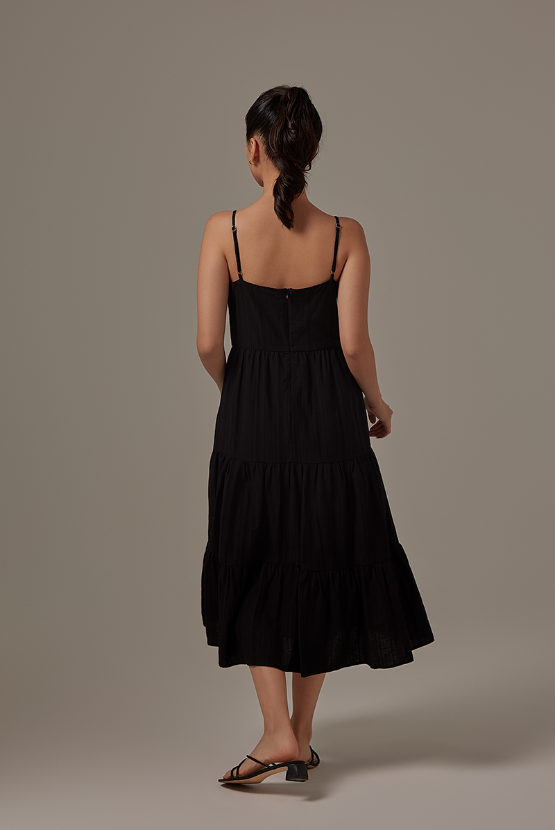 Xannen Tri-Tiered Dress in Black