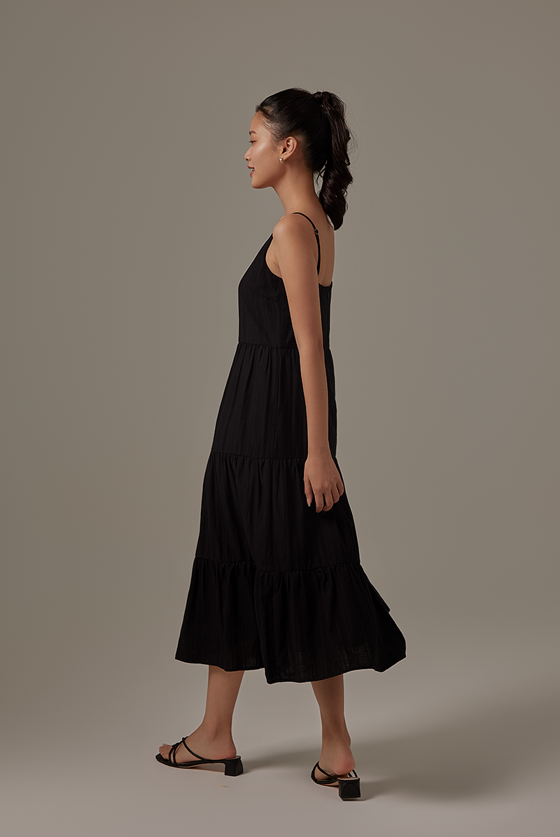 Xannen Tri-Tiered Dress in Black