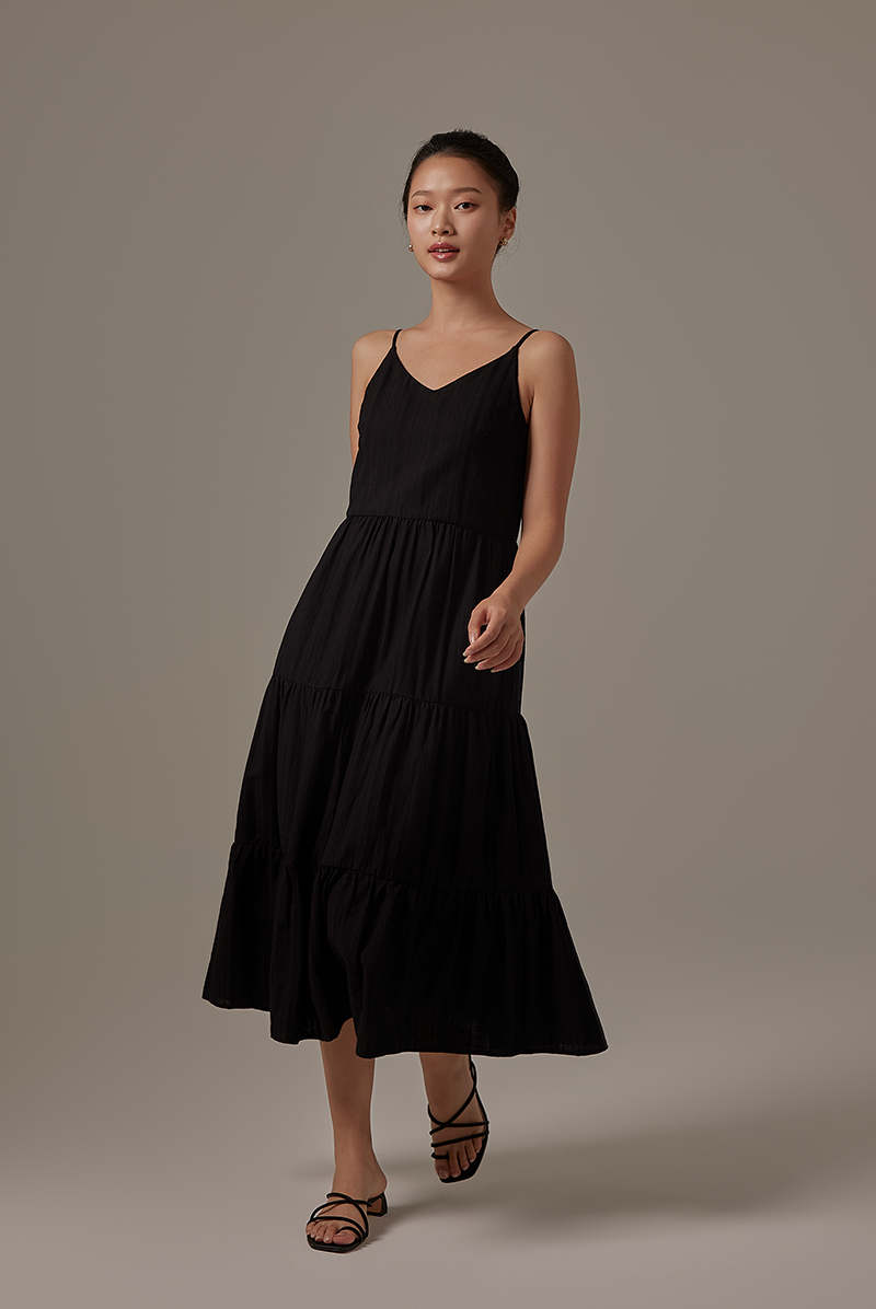 Xannen Tri-Tiered Dress in Black