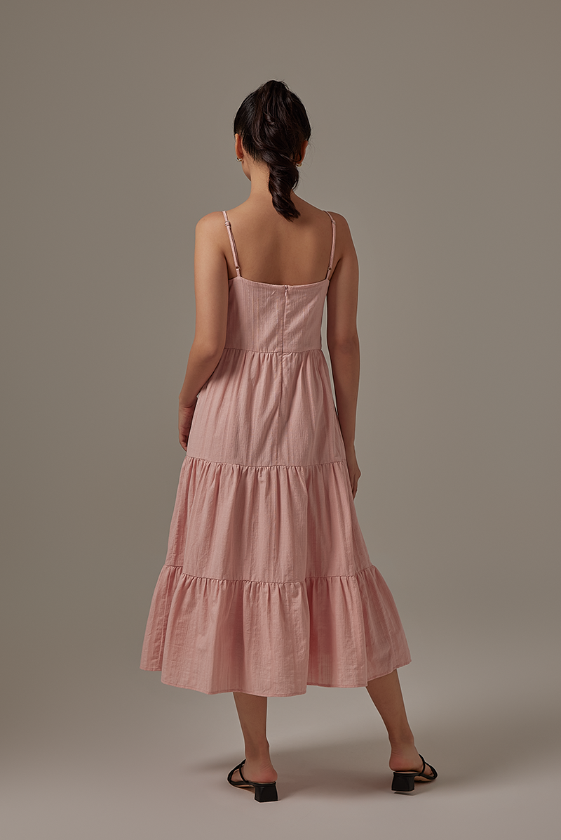 Xannen Tri-Tiered Dress in Blush