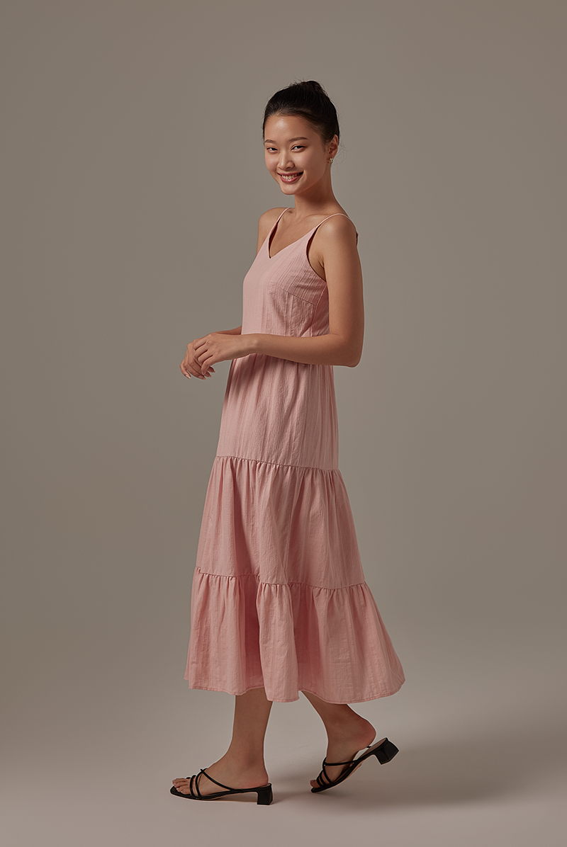 Xannen Tri-Tiered Dress in Blush