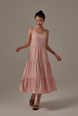 Xannen Tri-Tiered Dress in Blush