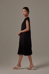 Klaara Side Slit Dress in Black