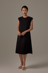 Klaara Side Slit Dress in Black