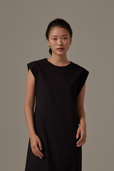 Klaara Side Slit Dress in Black