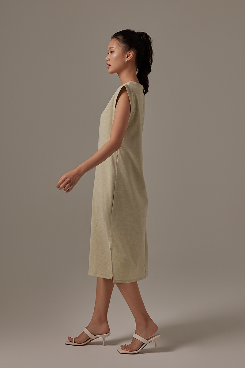 Klaara Side Slit Dress in Pistachio