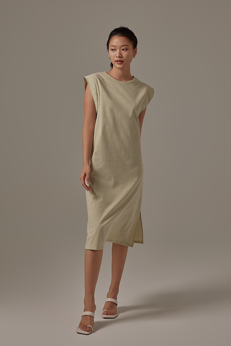 Klaara Side Slit Dress in Pistachio