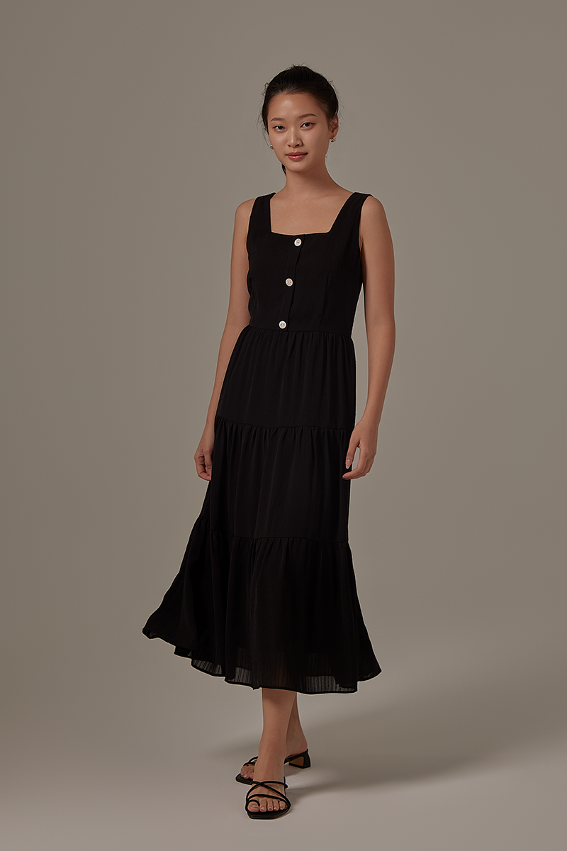 Kerlin Tri-Tiered Dress in Black