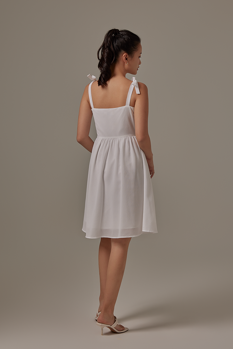 Munes Ribbon Dress in White