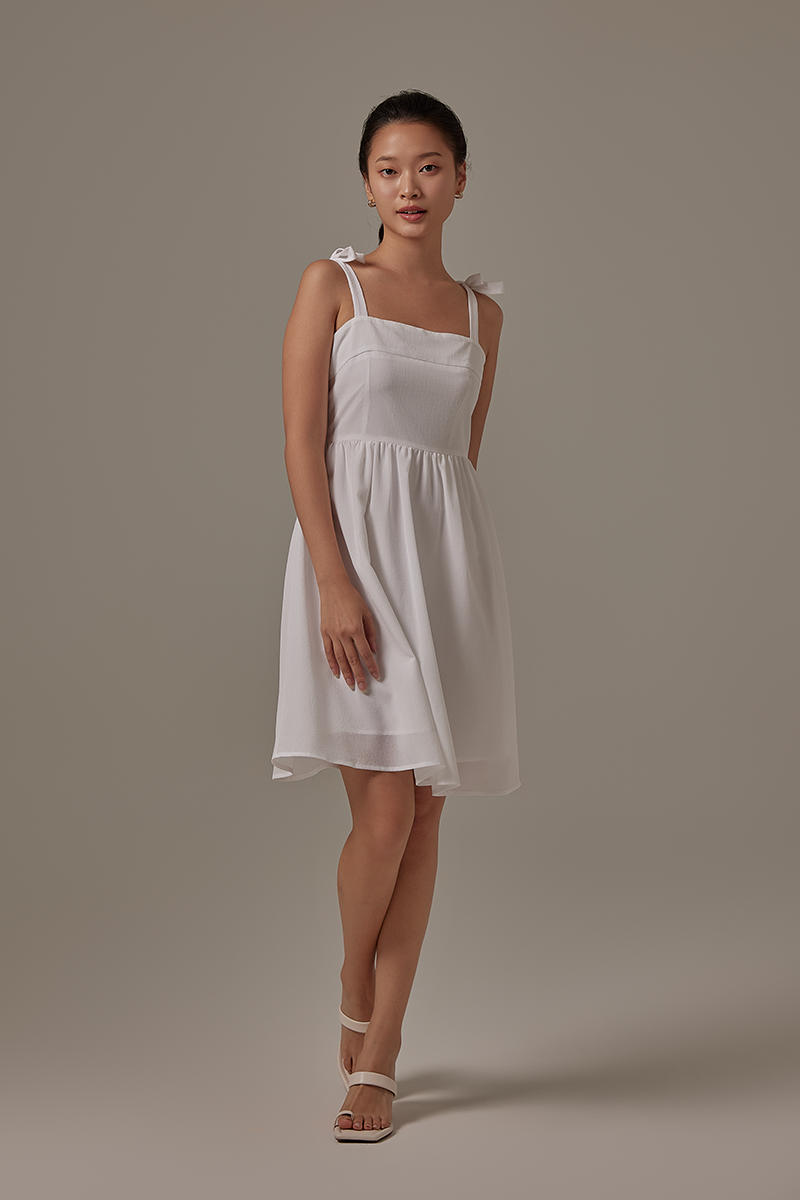 Munes Ribbon Dress in White