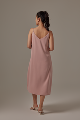 Vrenna Midi Slip Dress in Blush