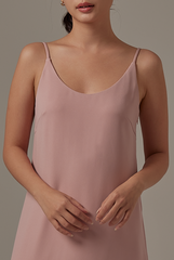 Vrenna Midi Slip Dress in Blush