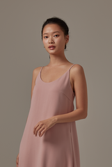 Vrenna Midi Slip Dress in Blush