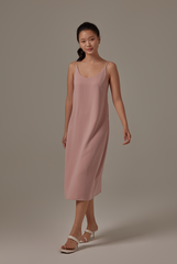 Vrenna Midi Slip Dress in Blush