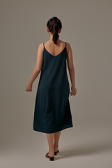 Vrenna Midi Slip Dress in Pine
