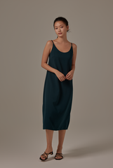 Vrenna Midi Slip Dress in Pine