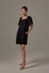Delany Embroidered Dress in Black