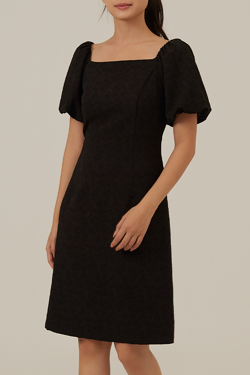 Sona Embroidered Sheath Dress in Black