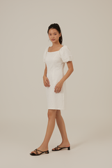 Sona Embroidered Sheath Dress in White