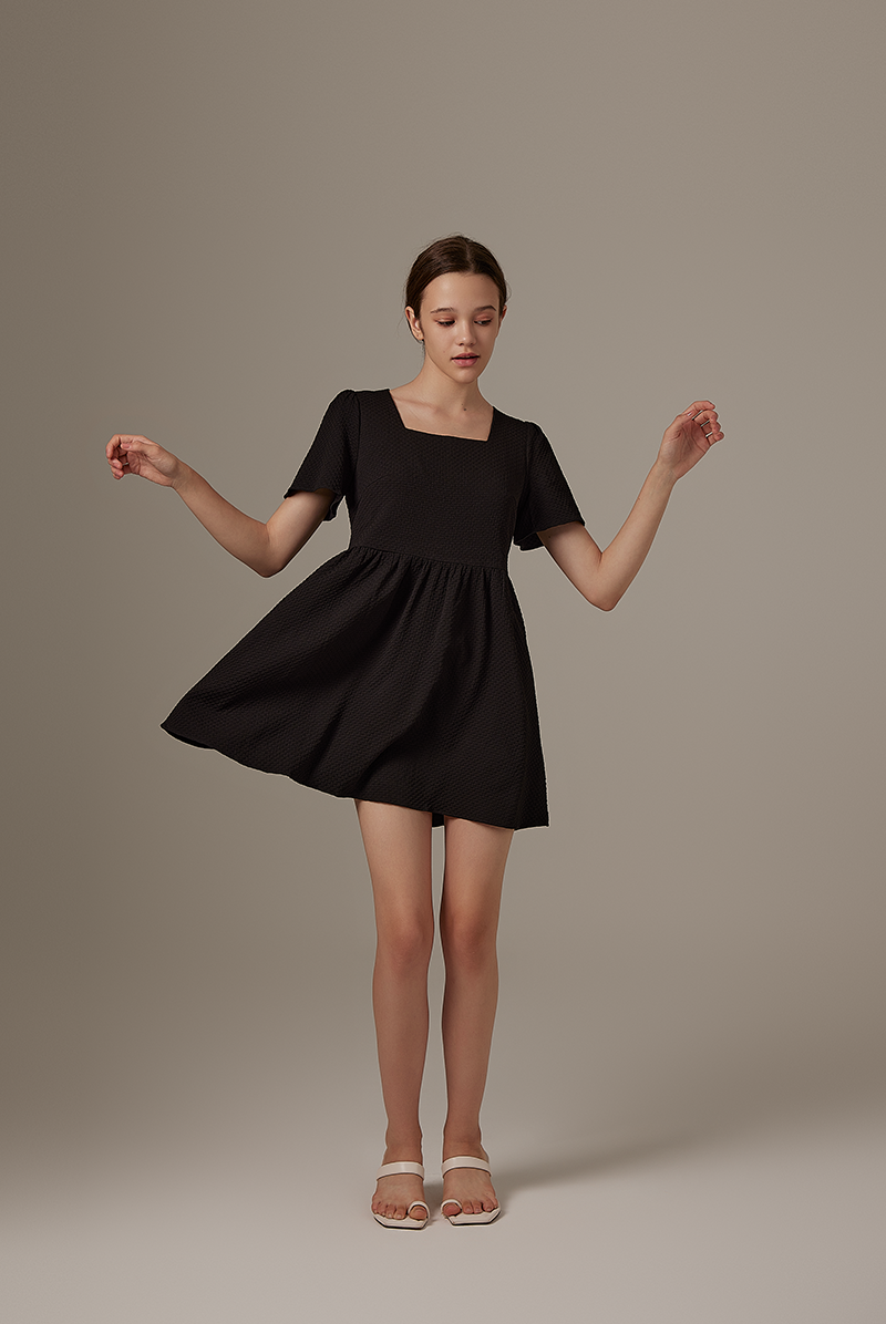 Jeradine Babydoll Dress in Black