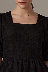 Sheena Floral Embroidered Dress in Black