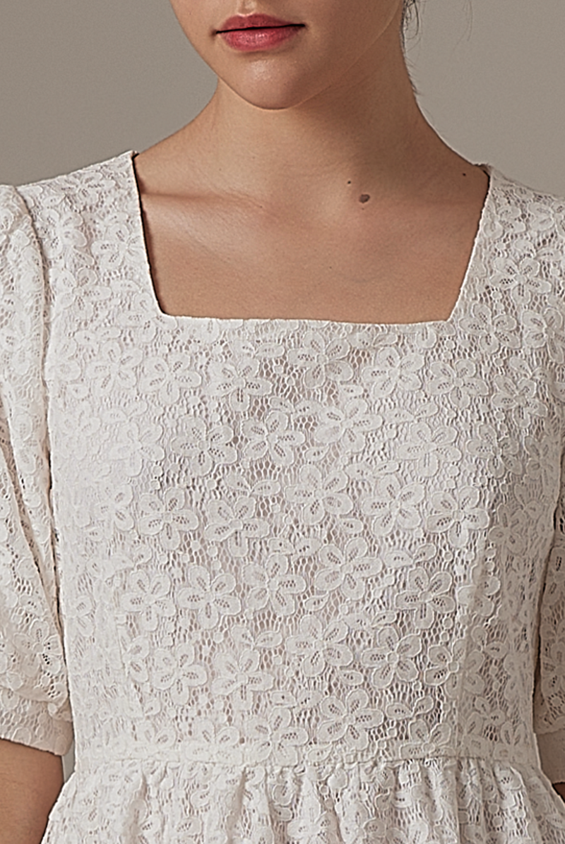 Sheena Floral Embroidered Dress in White