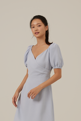 Halle Bubble Sleeve Dress in Baby Blue