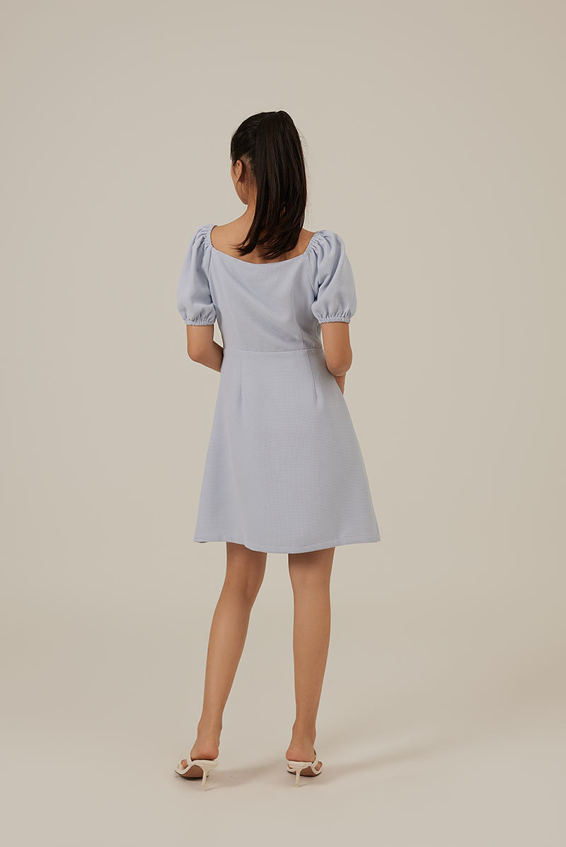 Halle Bubble Sleeve Dress in Baby Blue