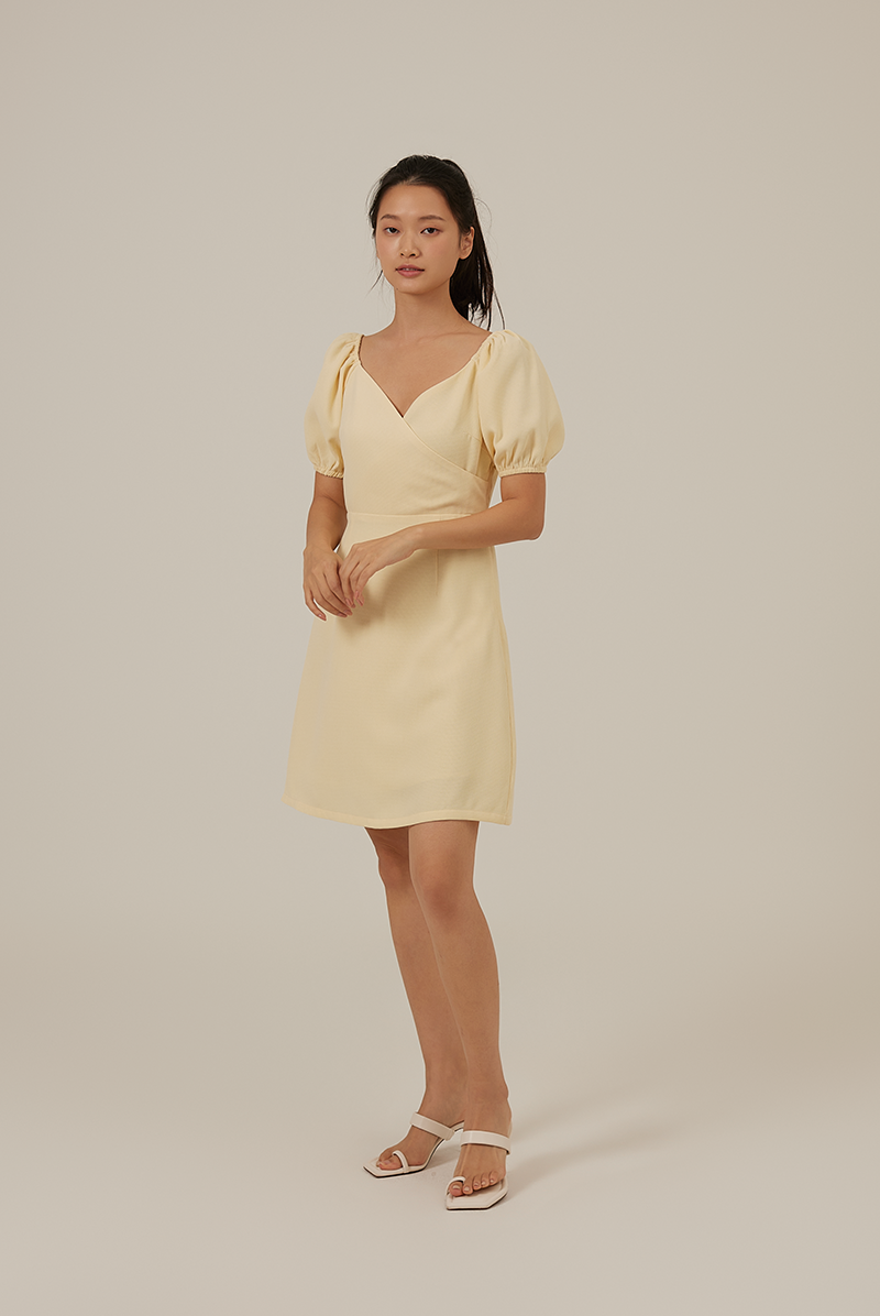 Halle Bubble Sleeve Dress in Banana
